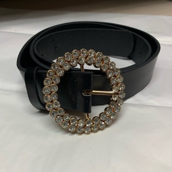 Vegan Leather Rhinestone Buckle Belt main image 4
